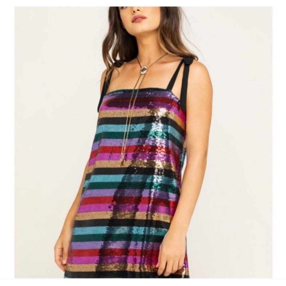 Show Me Your MuMu Rainbow Sequin Mini Party Dress